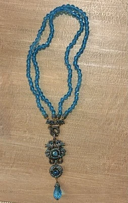 Collar de cristal de vidrio de 2 hilos vintage firmado por Heidi Daus *RARO* Seahorse  Foto 1 de 4