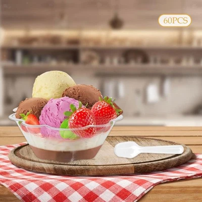 60Pcs Dessert Cups Mini Clear Party Serving Bowls for Puddings Jello Snack - Image 1 of 4