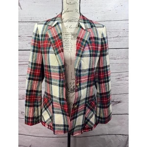 Chaqueta de lana a cuadros roja vintage Personal Players solapa con muescas talla 12 - Imagen 1 de 8