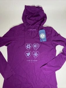 Life Is Good Hooded T Shirt Size Medium Purple Four Seasons NWT Hoodie - Picture 1 of 6