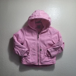 Carhartt Kids Jacket Canvas Sherpa Pink XXS Size 4-5T Long Sleeve Hooded Girls - Picture 1 of 15