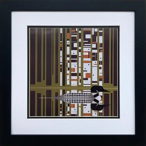 Charley Harper "Loonscape" Custom Framed Art Print, Birds - Picture 1 of 3