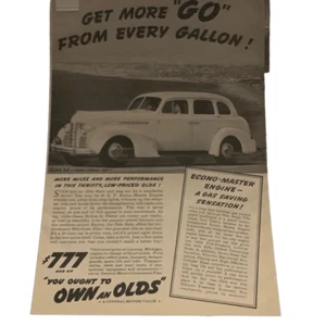 Vintage 1939 Olds Oldsmobile Get More Go From Every Gallon Ad Advertisement - Picture 1 of 4