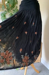 Lovely Ischiko Oska Origami Acordeon Plissé Pleated Flowers Skirt Sz L 14 16 18 - Picture 1 of 24