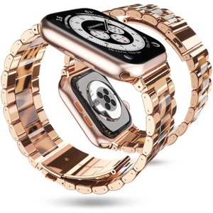 Luxus Edelstahl mit Kunstharz iWatch Armband Für Apple Watch 10 9 8 7 6 SE Ultra - Zdjęcie 1 z 16