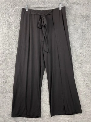 Elie Tahari 裤子女式大号黑色拉宽腿绑带腰分体宽腿 — 第 1/4 张图片