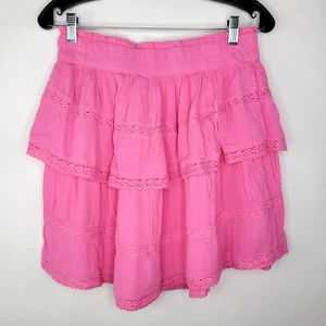 Falda Babydoll Crown & Ivy en Niveles Para Mujer Talla M Rosa Encaje Preppy Academia Retro - Imagen 1 de 7