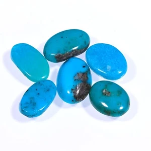 13.5 Ct Natural Persian Turquoise Cabochon 6 Pc Lot Gemstone Certified Turquoise - Picture 1 of 3