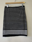 MAX STUDIO Pencil Skirt Black & White Striped Elastic Waist Lined Size Small