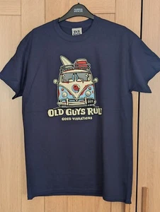 Old Guys Rule Mens T Shirt 'Good Vibrations' in Navy - Picture 1 of 5