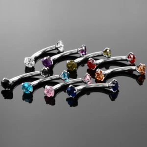 Eyebrow Piercing Surgical Steel Curved Barbell Rook Lip Tragus Helix Bar Ring - Picture 1 of 5