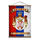 Serbia Decorative Flag W Coat Of Arms And Motto Canvas Magnetic Wooden Hanger