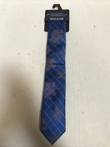 HAGGAR MEN'S CHECKERED BLUE FLORAL ROSE NECK TIE Retails $34 (APO-171-9) - Picture 1 of 4