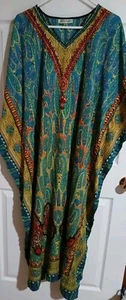 Jessica Taylor One Size Multi-colored Kimono Maxi Sequins On Front Kaftan Mumu - Picture 1 of 4