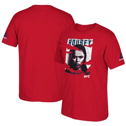 Ronda Rousey Reebok 2016 UFC International Fight Week Poster Red T-Shirt- Large Cover