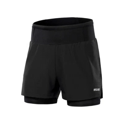 ARSUXEO Pantalones Cortos para Correr con Bolsillo Fitness Deportes 2 en 1 Pantalones Cortos Secado Rápido Foto 1 de 4