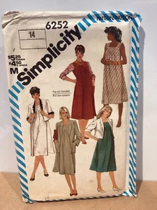 1981 SIMPLICITY SEWING PATTERN 6252 Maternity dress, Jacket,top size 14 FREE P&P - Picture 1 of 4