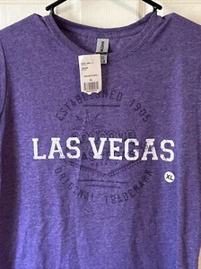 NEW w/ tags Girl's Kids size XL LAS VEGAS Baby Doll T Shirt Top Purple Gildan - Picture 1 of 7