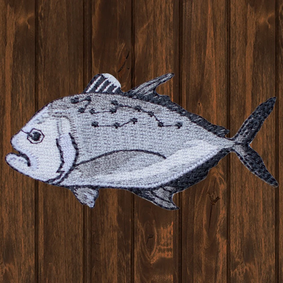 Giant Trevally Kingfish Embroidered Patch — Iron On - Image 1 of 1