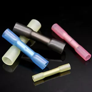 50Pcs Wire Butt Connectors Heat Shrink Electrical Crimp Splice Terminals 5 Size - Picture 1 of 10