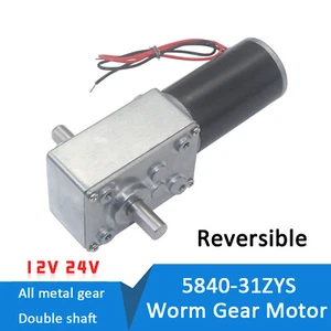 5840-31ZY Large torque 8MM Dual Shaft DC 12/24V Worm Gear Motor Metal Gear Motor - Picture 1 of 8