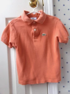LACOSTE POLO Shirt SEE Size 6 May Fit 4/5 Cotton Mesh Orange Boys Girls $55 VTG - Picture 1 of 15