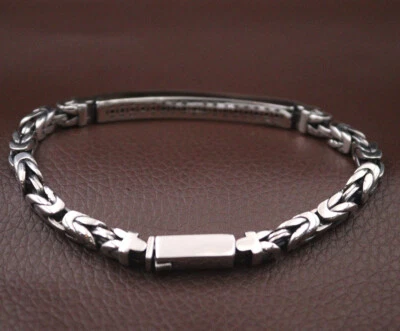 S925 Pure Sterling Silver Chain Men Women 5mm I Do Byzantine Bracelet 7.1inch - Image 1 of 4