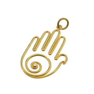 Colgante de diamantes de paloma Hamsa en alambre de oro amarillo 14 K joyería judía protectora - Imagen 1 de 6