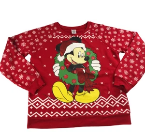DISNEY Mickey Mouse Christmas Sweater Red Size Junior 11-13 - Picture 1 of 12