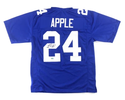 Jersey azul personalizado firmado por Eli Apple en Nueva York Foto 1 de 3