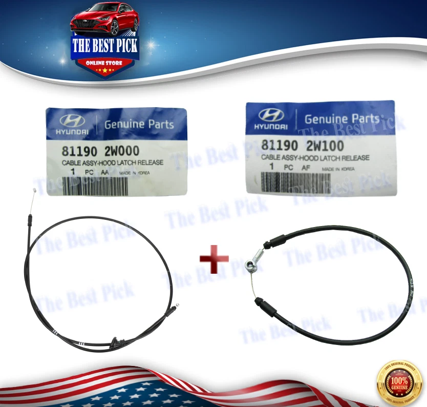 ⭐GENUINE⭐Hood闩锁释放电缆长 + 短适用于圣达菲 2013 - 2015 811902W000 — 第 1/1 张图片