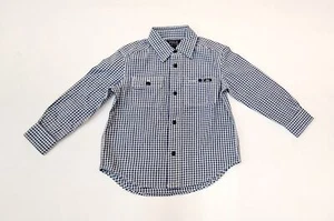 Polo Ralph Lauren Boy's Blue/White Button Down Long Sleeve Plaid Shirt Size 2/2T - Picture 1 of 2
