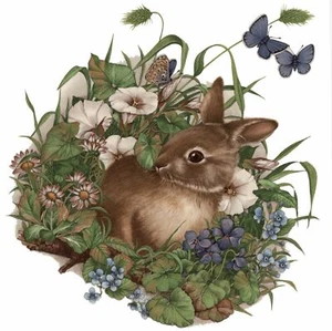 Brown Rabbit Spring Garden Overglaze Waterslide Ceramic Decals - Picture 1 of 7
