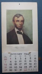 1945 Thomas A. Hicks Abraham Lincoln dipinto da calendario da parete vita VINTAGE----- - Foto 1 di 1