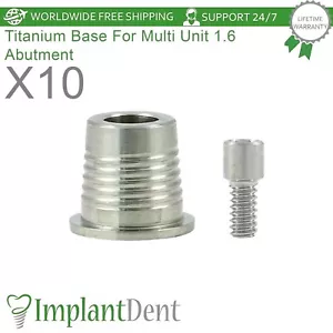 10x Base Dentale in Titanio per Multi Unità 1,6mm Piattaforma a Vite Laboratorio Odontoiatrico - Foto 1 di 3