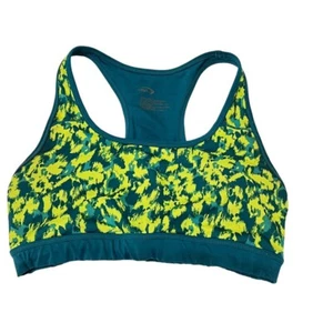 MTA Women's Back Detailed Padded Sports Bra Size Large Multicolor Green Yellow - Picture 1 of 5