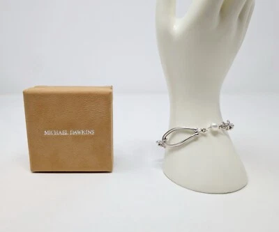 Michael Dawkins Bracelet 925 Sterling Silver Toggle Pearl - Image 1 of 4