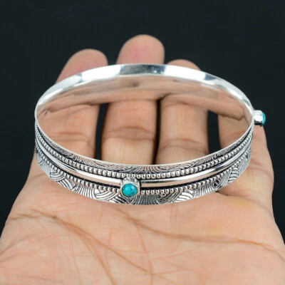 Turquoise Gemstone 925 Sterling Silver bangle For Wedding gift Bangles SV123 - Image 1 of 4