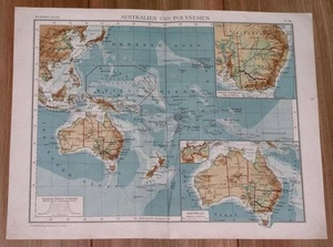1901 ANTIQUE PHYSICAL MAP / AUSTRALIA OCEANIA PACIFIC GERMAN COLONIES NEW GUINEA - Picture 1 of 5