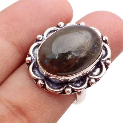 Pietra Labradorite Placcato Argento Handmade Gioielli Regalo Misura Anello US - Immagine 1 di 3