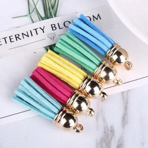 20pcs 4cm Tassel Faux Suede Trim Mixed Craft Applique Jewelry Making DIY Pendant - Picture 1 of 27
