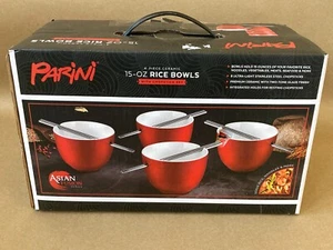 Parini Ceramic 15-oz Rice Bowls Red Brand New In Packaging Asian Fusion Series - Picture 1 of 7