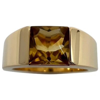 Anillo Cartier Vintage Vivo Amarillo Citrino Oro Amarillo 18k Tanque Banda Solo EU49 Foto 1 de 4
