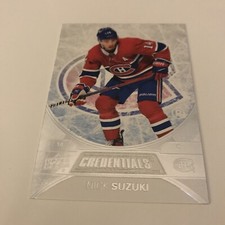 NHL Card,Nick Suzuki,Credentials 2021-22,Canadiens
