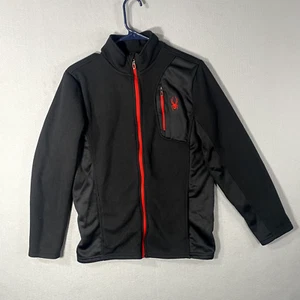 Spyder Full Zip Stryke Sleeve Lined Sweater Black Red Boys Youth Size XL 18/20 - Picture 1 of 9