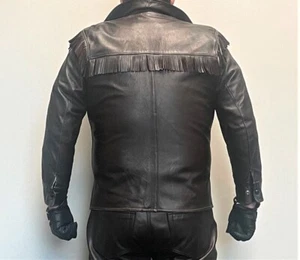 Brown Western-Style Deerskin Fringed Leather Jacket size 42 - Picture 1 of 9