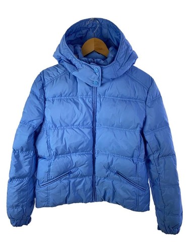 Piumino PRADA 44 blu 290542 R192 Q04 triangolo logo placca con cappuccio