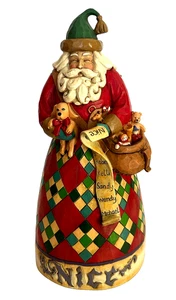 Jim Shore Weihnachtsmann Figur doppelseitig Naughty Nice "He Knows" 2005 Weihnachten - Bild 1 von 3