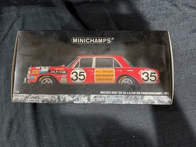 MINICHAMPS 300 SEL 6.8 24H SPA FRANCHORECHAMP 1971 1.18 DIECAST COLORFUL - Image 1 of 4