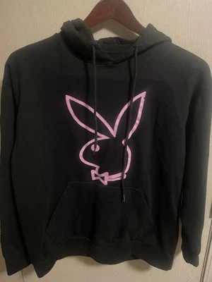 Playboy Distressed Hoodie Pullover Sweatshirt Womens Medium  2 Sided.         D2 - Image 1 of 4
